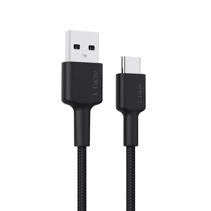 USB A į USB-C laidas AUKEY CB-CD30 0,9 m – juodas, pintas, USB PD 3.0, 0,48 Gbit/s
