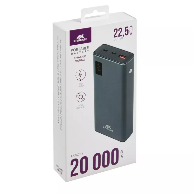 Išorinė baterija Rivacase VA1022 20000 mAh USB nešiojamas įkroviklis