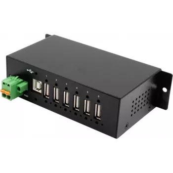 EXSYS EX-1596HMVS 6 prievadų USB 2.0 metalinis HUB su 15KV ESD viršįtampio apsauga (Din-Rail)