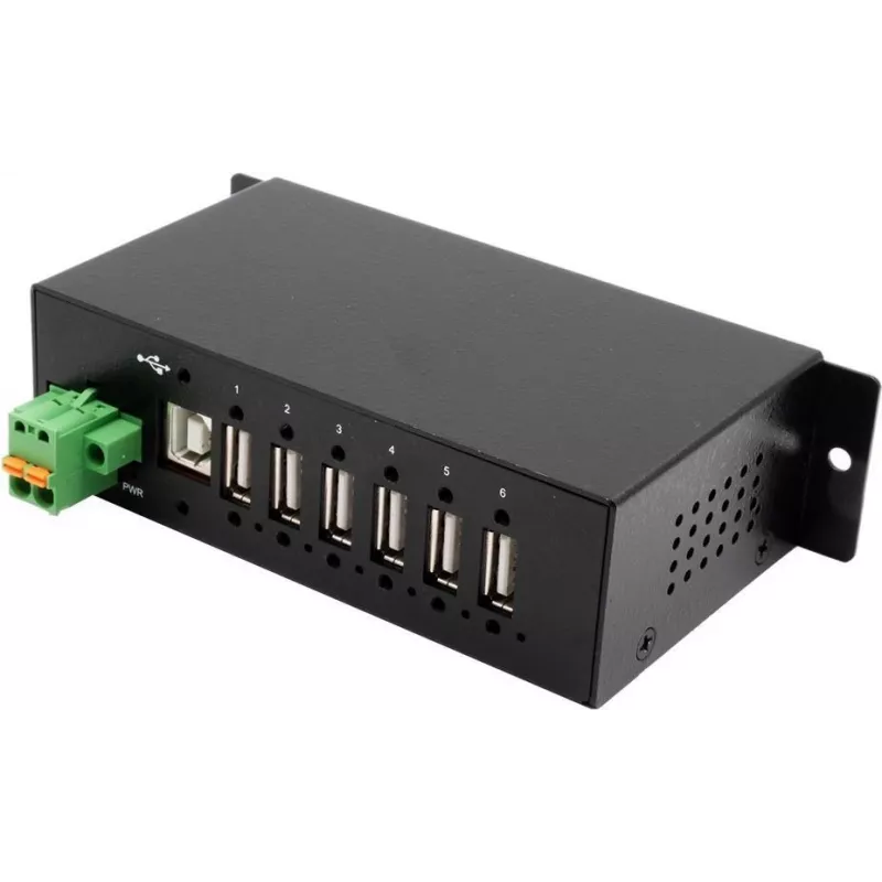 EXSYS EX-1596HMVS 6 prievadų USB 2.0 metalinis HUB su 15KV ESD viršįtampio apsauga (Din-Rail)