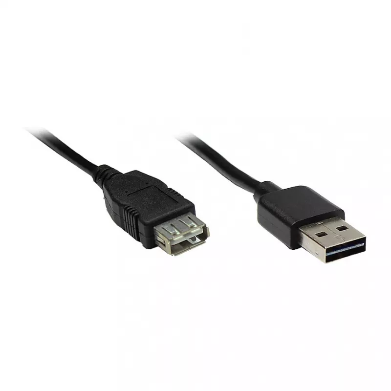 USB 2.0 ilginamasis laidas EASY, kištukas A – lizdas A, juodas, 3 m,