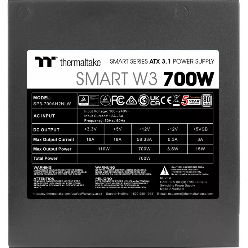 Maitinimo blokas Thermaltake Smart W3 700 W
