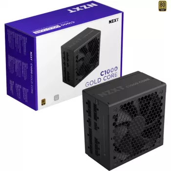 C1000 GOLD CORE, PC maitinimo blokas, juodas, 1x 12 kontaktų didelės galios GPU, 3x PCIe, kabelių valdymas, 1000 vatų