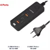 CANYON įkroviklis H-10 PD 20W QC 3.0 18W 2USB-A 2USB-C stalinis juodas