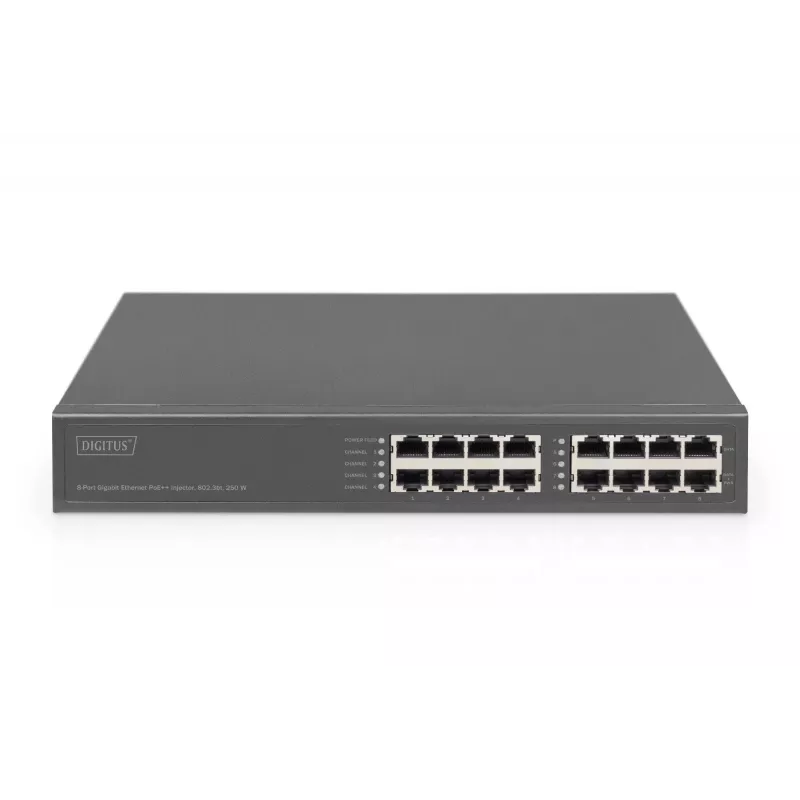 Digitus 8 prievadų gigabitinio eterneto PoE injektorius, 802.3bt, 250 W