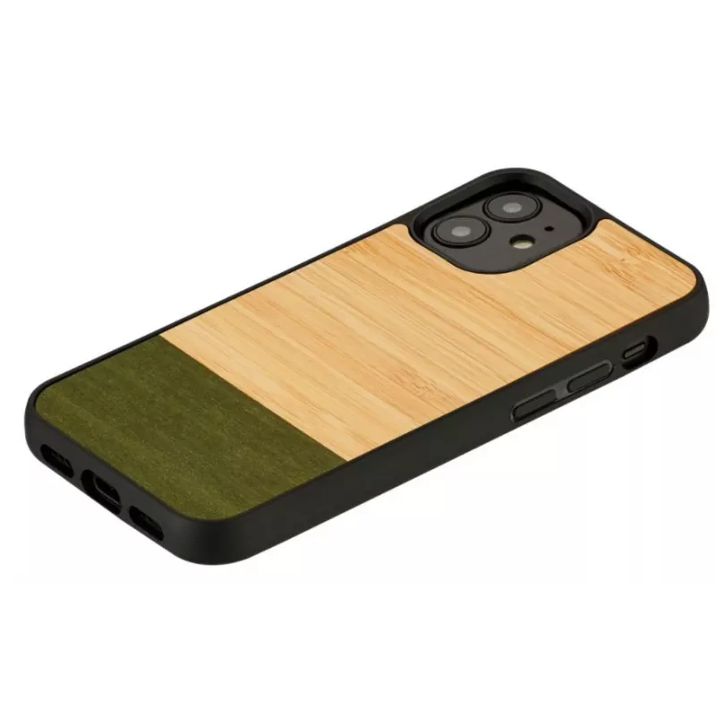 man and wood telefono dėklas, skirtas iPhone 12 mini — bamboo forest juoda