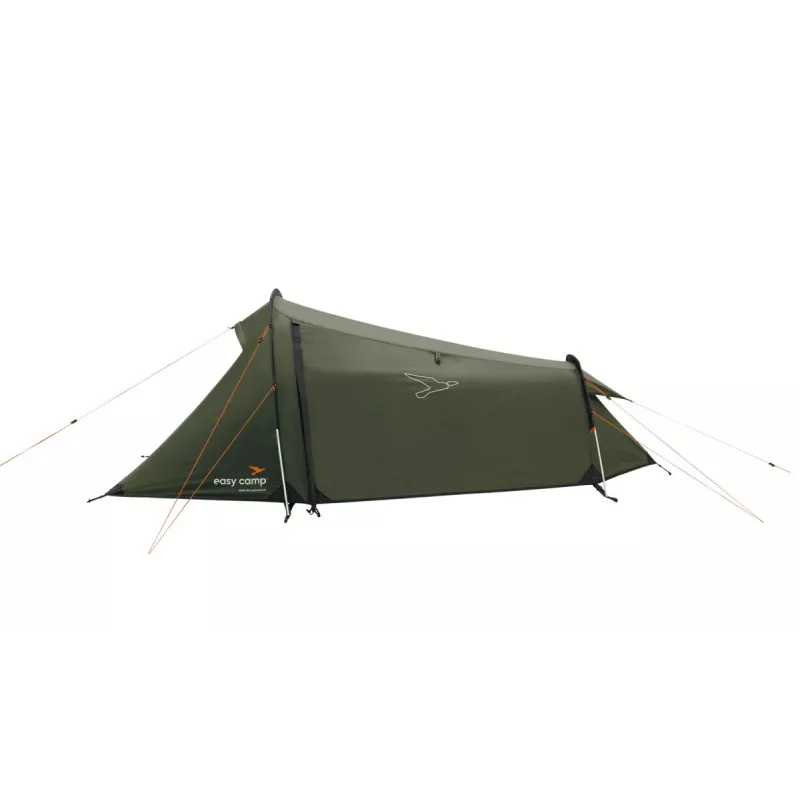 Tunelio tipo palapinė easy camp Sarek 1 (tamsiai žalia/oranžinė, 2025) — vieno asmens, tunelio dizainas
