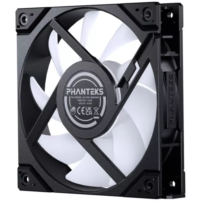 Phanteks M25 Gen2 120 mm ARGB atvirkštinio oro srauto PWM ventiliatorius - Juoda