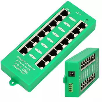 Extralink Gigabit PoE įpurškiklis 8 prievadų aktyvus, 8 Gigabit 802.3at/af prievadai, A režimas