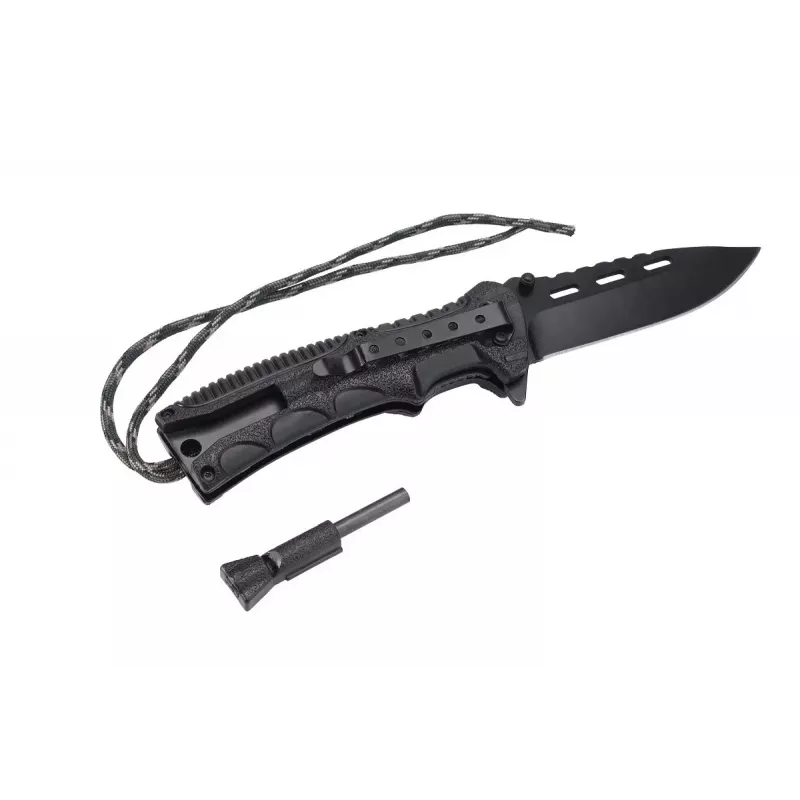 Išgyvenimo peilis AZYMUT Survival Fire Starter — fiksuota geležte turintis stovyklavimo peilis su integruota ugnies įžiebimo lazdele