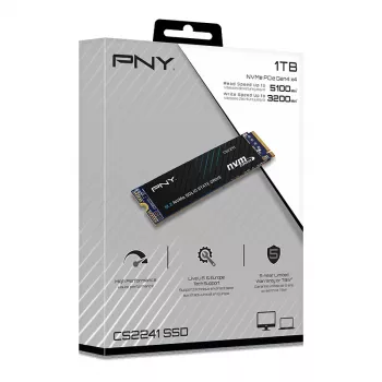 SSD PNY CS2241 M.2 NVMe PCIe 4.0 1TB — skaitymas 5100 MB/s, rašymas 3200 MB/s