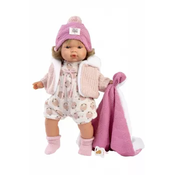 Lėlė kūdikis Llorens Babypuppe Lola 38 cm kalbanti medžiaginė ir vinilinė, rekomenduojamas amžius 3+