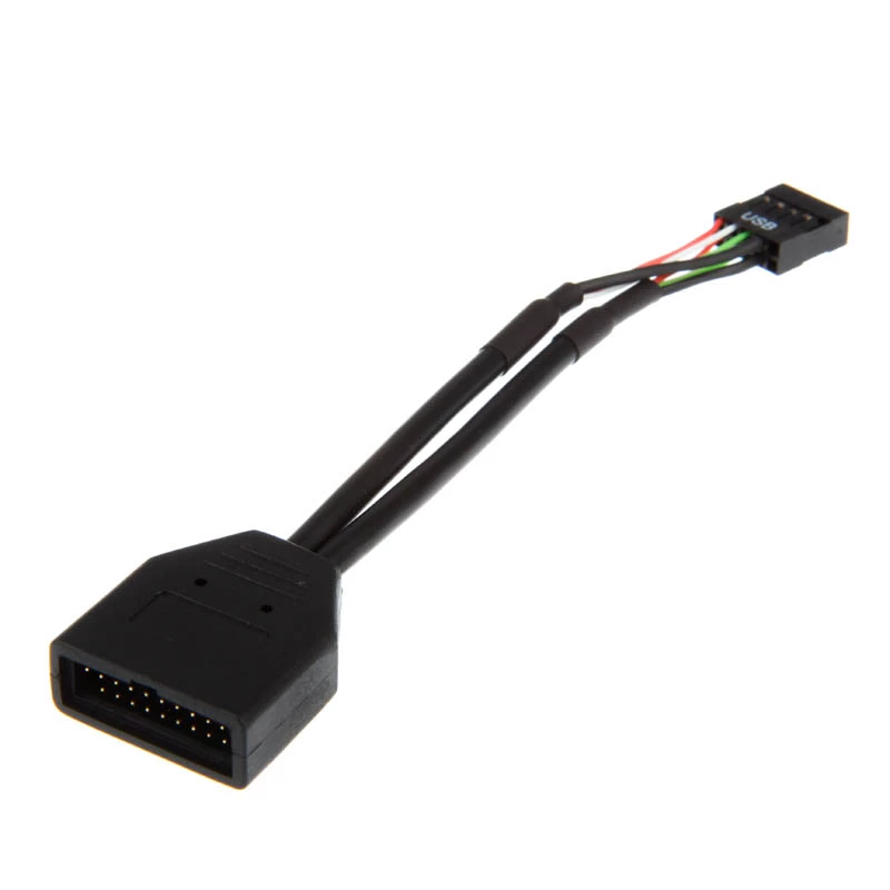 USB 19 kontaktų į USB 9 kontaktų adapterio laidas 0,15 m, juodas, No name ZUUS-173