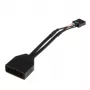 USB 19 kontaktų į USB 9 kontaktų adapterio laidas 0,15 m, juodas, No name ZUUS-173
