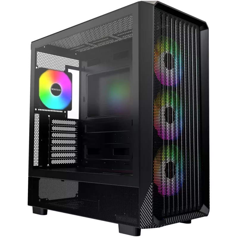 PC korpusas Montech X5 Midi Tower juodas ATX 3x140mm ventiliatoriai