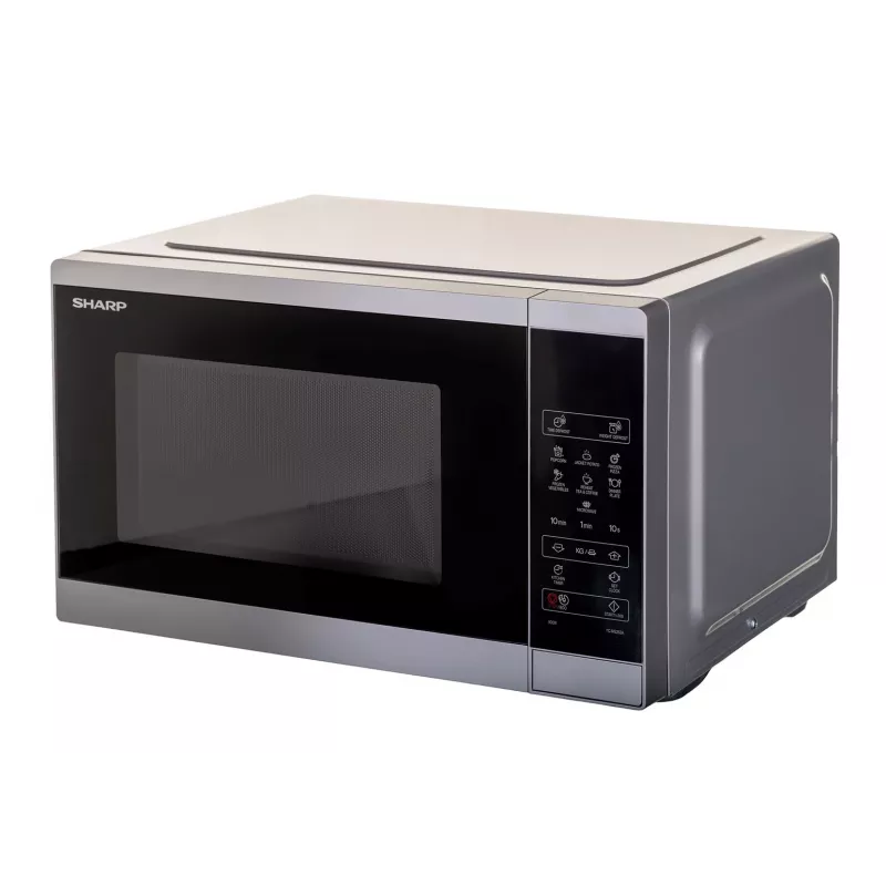 Mikrobangų krosnelė Sharp YC-MS252AE-S, pastatoma, 900 W, 25 L, 11 galios lygių, liečiamasis valdymas, sidabrinė