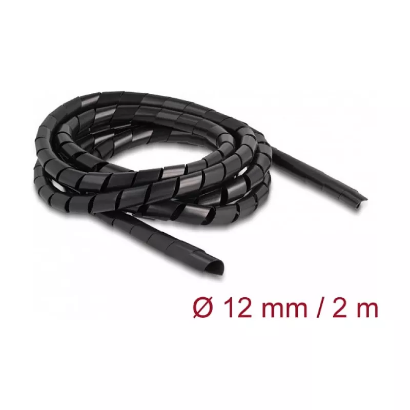 DeLOCK spiralinė žarna lanksti 2 m x 12 mm juoda Polietilenas