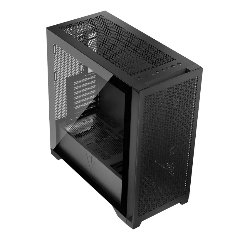 PC korpusas MODECOM VOLCANO EXPANSE T Midi Tower, grūdintas stiklas, USB-C, palaiko micro ATX, GPU iki 430 mm, CPU aušintuvas iki 180 mm, 3x3,5 colio nišos, 2x2,5 colio, juodas