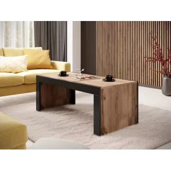 Kavos staliukas Cama Meble MILA 120x60x50 cm Wotan ąžuolo stalviršis, juodas rėmas