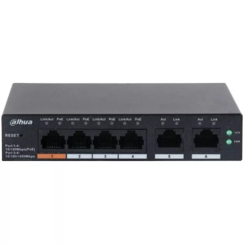 Dahua Technology DH-CS4006-4ET-60 tinklo komutatorius Valdomas L2 Gigabit Ethernet (10/100/1000) Power over Ethernet (PoE) Juoda