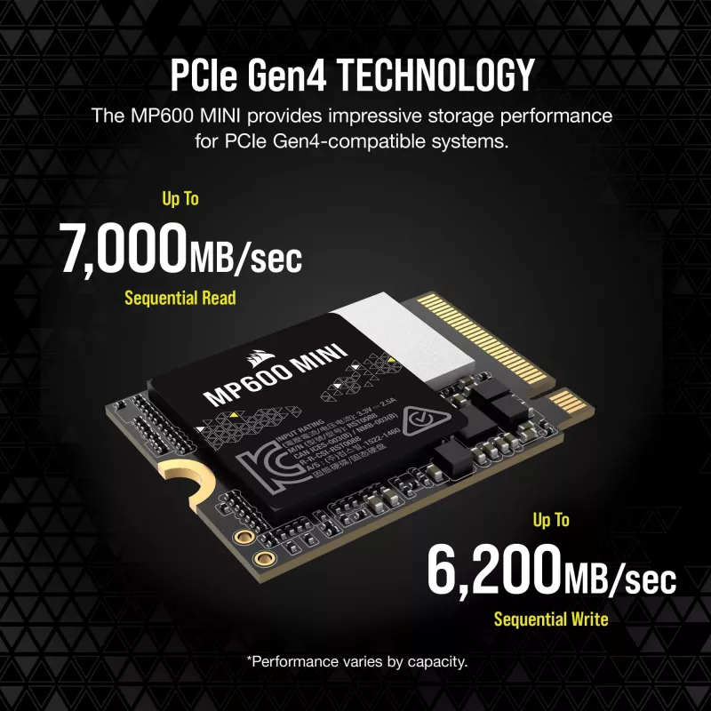 Corsair MP600 Mini - SSD - 2 TB - vidinis - M.2 2230 - PCIe 4.0 x4 (NVMe)