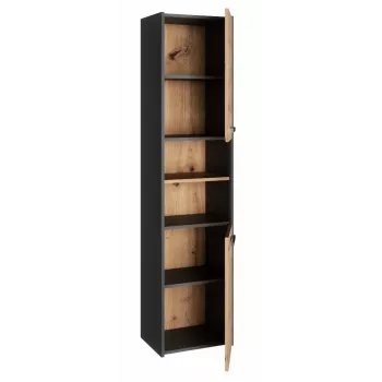 Vonios spintelė top e shop S40 ANTRACYT/ARTISAN, laisvai stovinti, 400×300×1700 mm, 6 lentynos, 2 durys