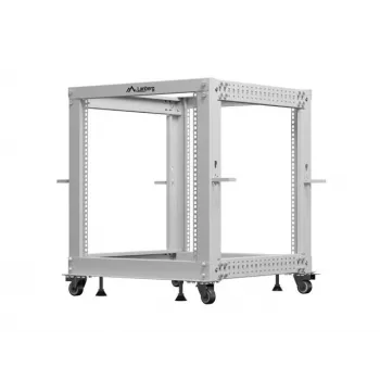 19 colių atviras stovas LANBERG 12U, reguliuojamas gylis 600–1100 mm, pilkas