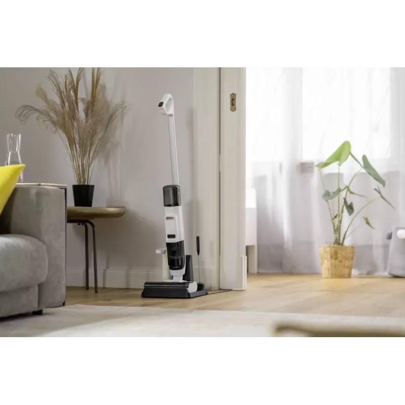 Grindų plovimo dulkių siurblys Karcher FCV2 Natural N 1.056-101.0 — baterija 21,6 V, veikimo laikas 25 min, 160 W, sausam ir šlapiam valymui, be maišelio, LED ekranas