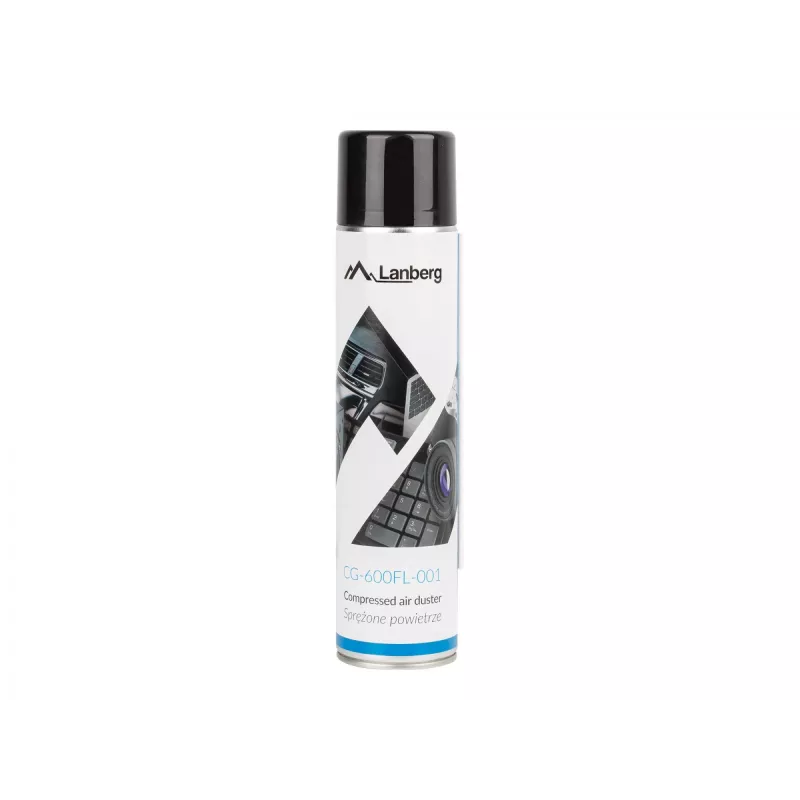 Suslėgto oro dulkių valytuvas LANBERG CG-600FL-001 — 600 ml, skirtas PC valymui, juoda/mėlyna/balta