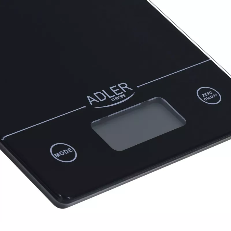 Adler AD 3138 b mechaninės virtuvinės svarstyklės juodos stalviršiui stačiakampės