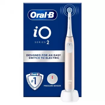 Elektrinis dantų šepetėlis Oral-B iO2 rožinis — įkraunamas, išmanusis slėgio jutiklis
