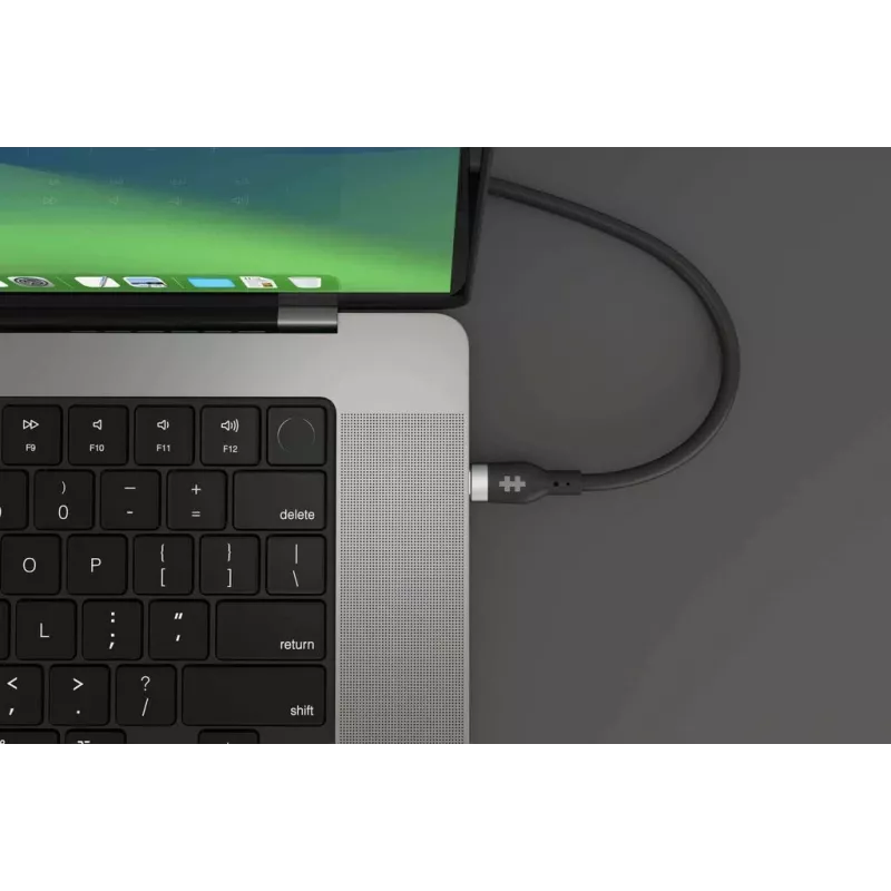 HYPER HyperJuice 240W Silikoninis USB-C į USB-C laidas (6 pėdos/2 m) - Juodas