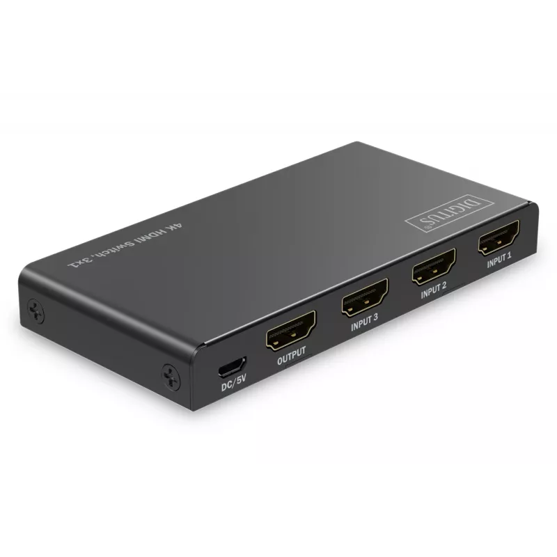 Digitus 4K HDMI jungiklis 3x1, metalinis, juodas, 18 Gbit/s