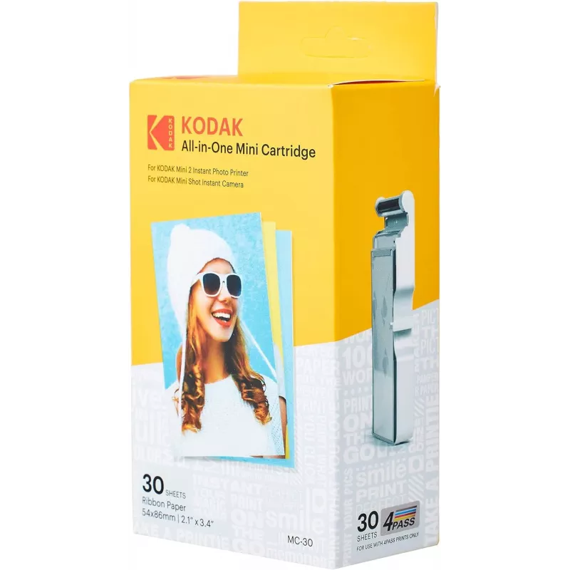 „Kodak MC-30“ universalioji mini kasetė, 30 lapų — nuotraukų popieriaus kasetė momentiniams spausdintuvams, 30 lapų talpa