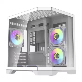 Darflash FT350 kompiuterio korpusas + 5 aRGB ventiliatoriai (baltas)