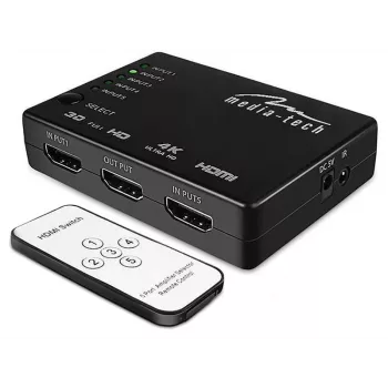 HDMI vaizdo jungiklis MEDIA-TECH MT5207, 3x HDMI įėjimai, 1x HDMI išėjimas, juodas