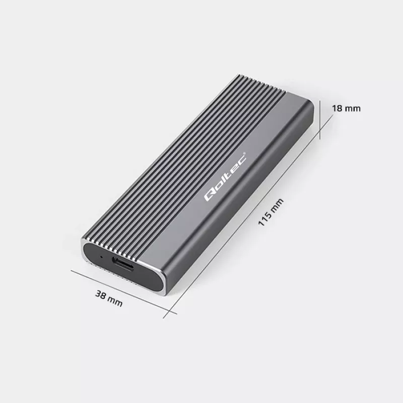 Qoltec korpusas SSD M.2 diskui, SATA, NGFF, USB-C