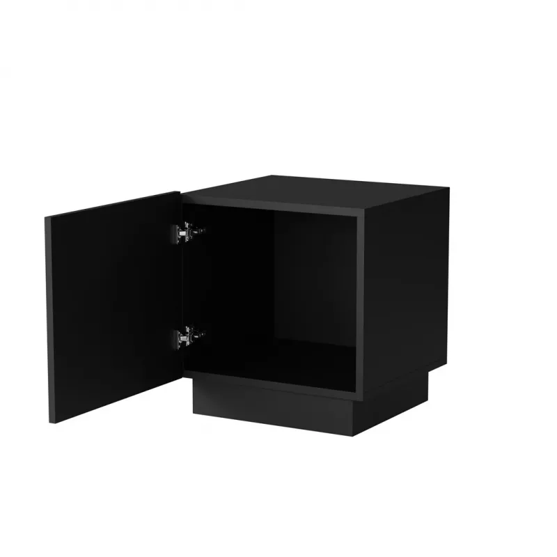 Naktinių staliukų pora Cama LOVERTI 45x42x47 cm, juodi, MDF/drožlių plokštės, 16 mm rėmas