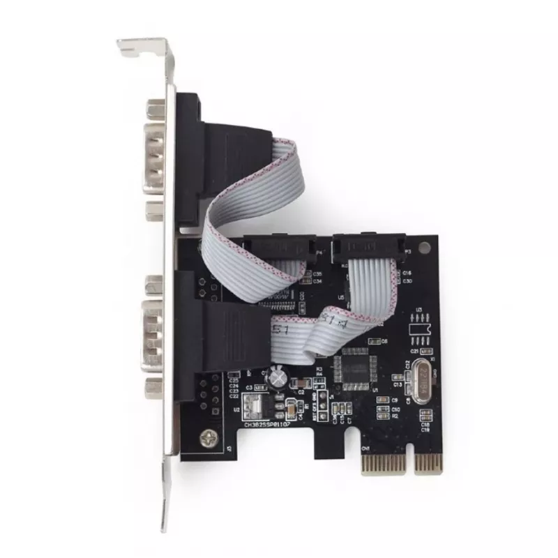 Vidinė nuosekliojo porto plokštė GEMBIRD SPC-22 PCIe RS-232 Low-profile, WCH382, 16000 Kbit/s, 67×120×20 mm, juoda