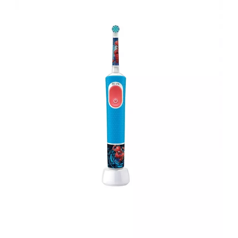 Elektrinis dantų šepetėlis Oral-B Vitality PRO Kids Spiderman, mėlynas — vaikiškas elektrinis dantų šepetėlis kasdieniam naudojimui