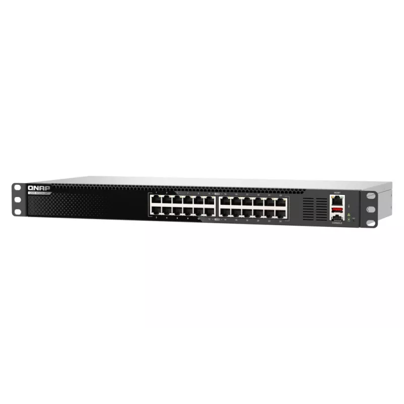 QNAP QSW-M3224-24T tinklo komutatorius Valdomas L3 10G Ethernet (100/1000/10000) 1U Juoda, Sidabrinė