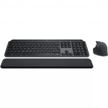 „Logitech MX Keys S Combo“ klaviatūra, pelė įskaičiuota, biuro, RF belaidė + „Bluetooth“, QWERTZ, šveicariška, grafito