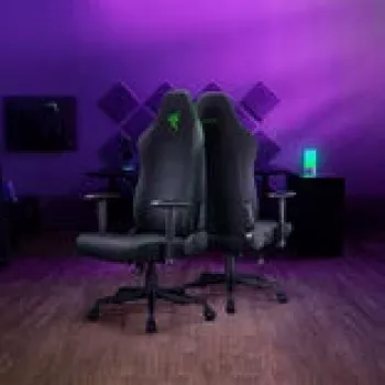 Žaidimų kėdė Razer Iskur V2 X Fabric juoda — ergonomiškas dizainas, juosmens atrama, medžiaginiai apmušalai