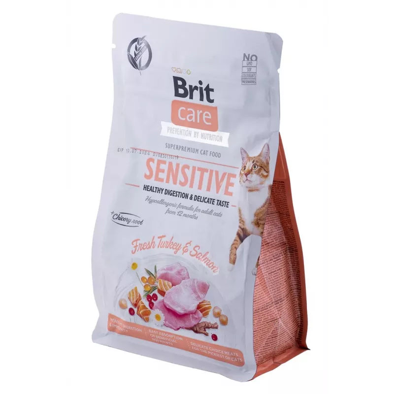 BRIT Care Grain-Free Sensitive Turkey&Salmon – sausas kačių ėdalas – 400 g