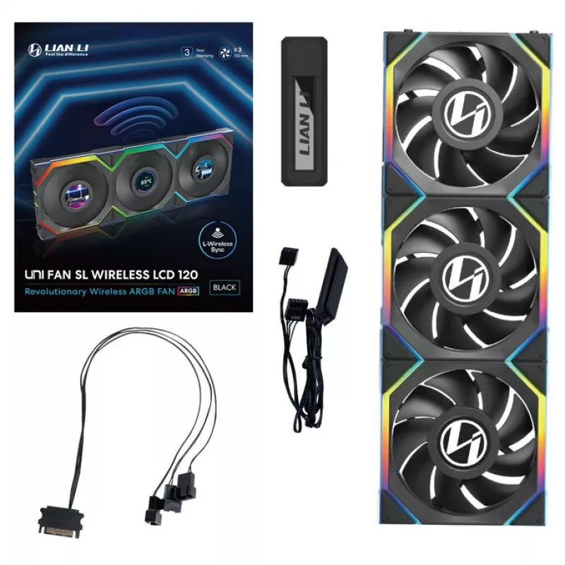 Ventiliatorius Lian Li UNI FAN SL Wireless LCD 120 juodas 3 vnt.