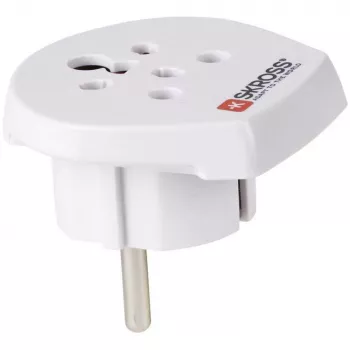 SKROSS Country Travel Adapter India-Israel-Denmark to Europe - Adapter for Power Connector - Type K, Type D, Type H (W)