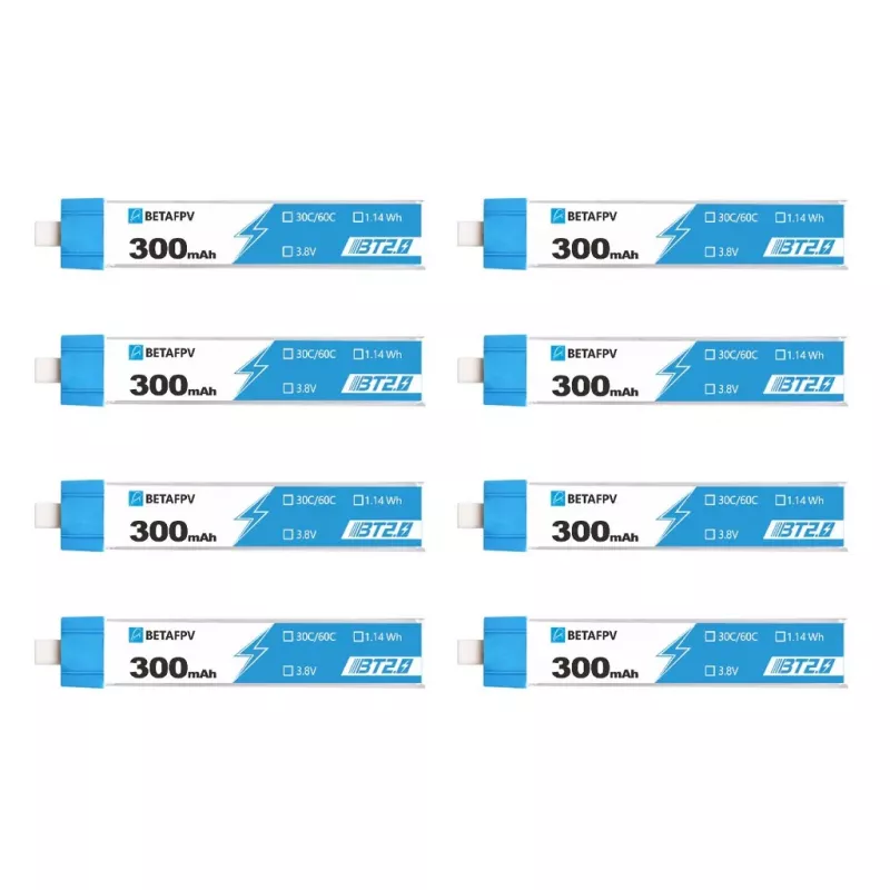 BetaFPV BT2.0 1S dronų baterijų rinkinys 300mAh 8 vnt., 3,8 V