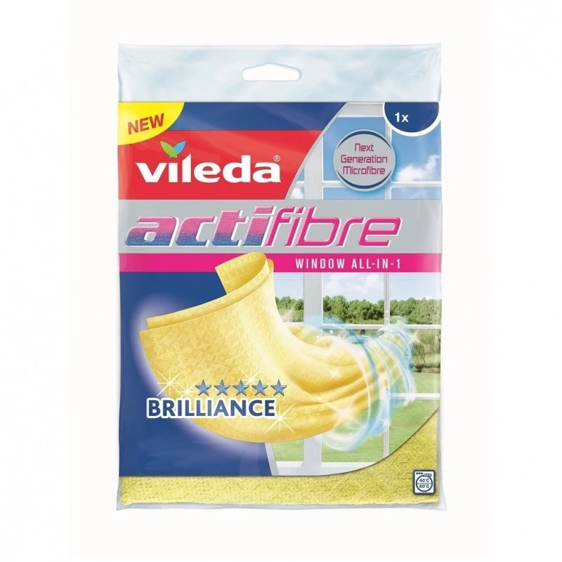 Vileda Actifibre Cloth for Cleaning Glass Geltona