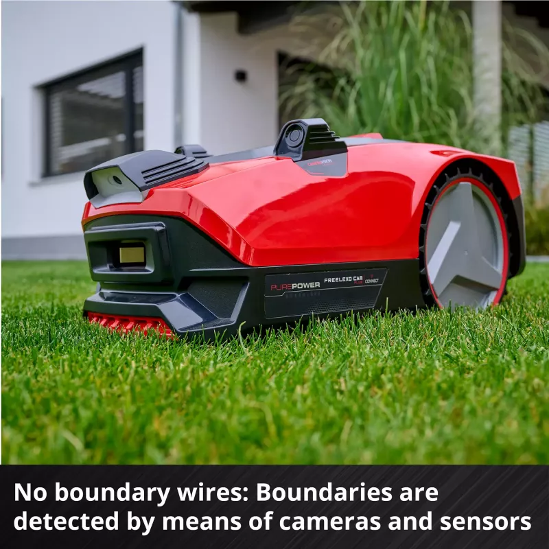 Power X-Change Robot Mower FREELEXO CAM PLUS 600 (raudona/juoda, Li-Ion Battery Plus 4,0Ah, kamera + jutiklis)
