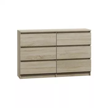 Komoda Top e Shop M6 120 SON 2x3, ąžuolas, 6 stalčiai, 1200×300×770 mm